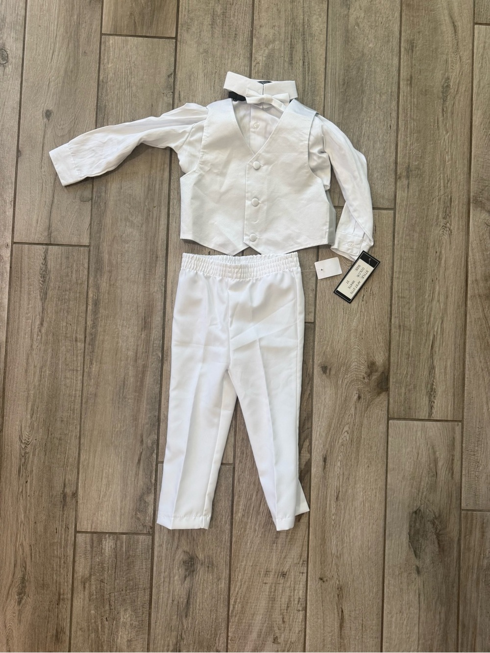Andrew Fezza White Boys' Formal Vest, Shirt & Bow Tie Set